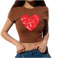 thumbnail image 1 of Moda mujer casual manga corta impresa cuello redondo blusa delgada camiseta damas tops cortos Pompotops hkajfhjk460509, 1 of 1