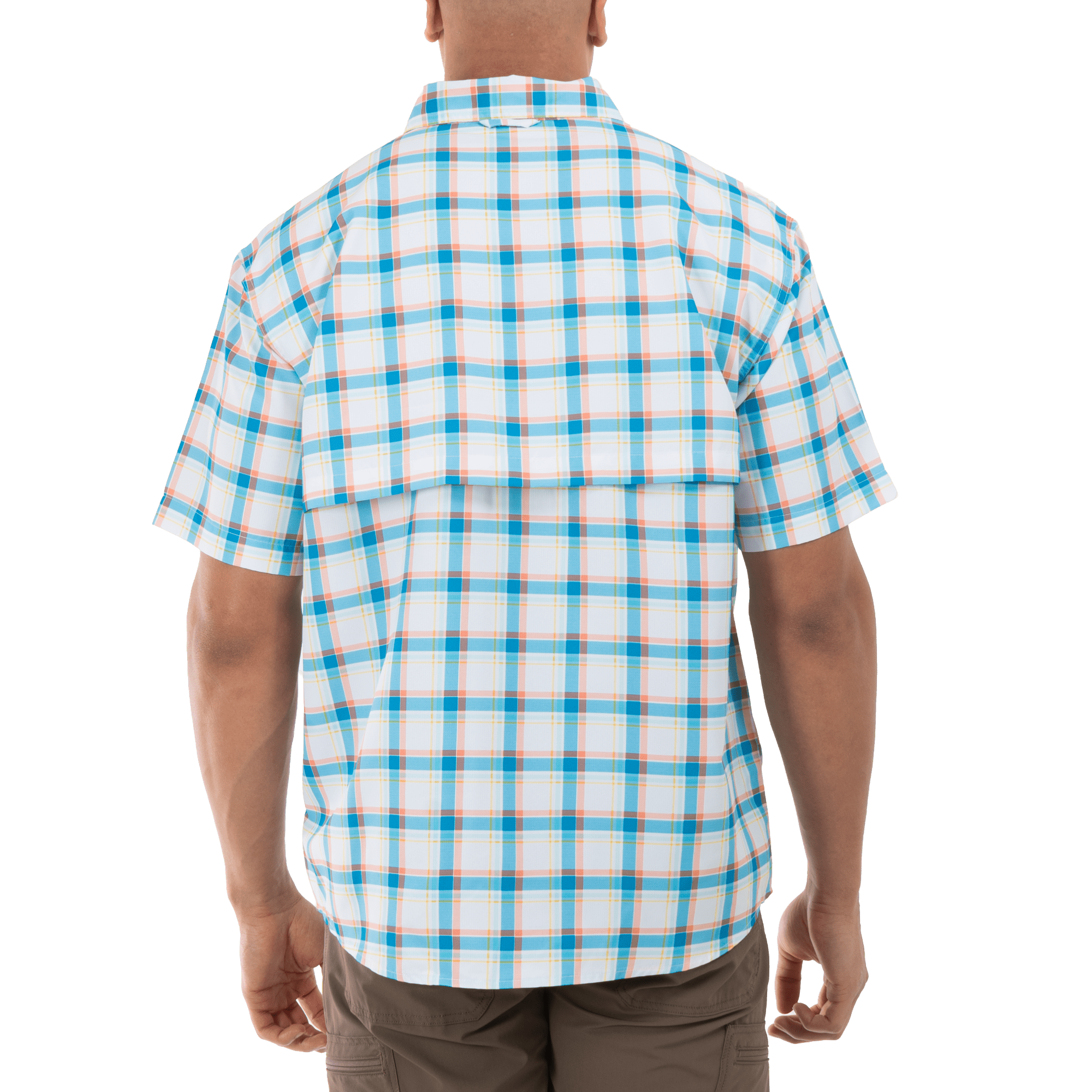 Realtree Men's Hawaiian Ocean Plaid 3XL Short Sleeve Guide Shirt