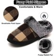 thumbnail image 5 of CHICVOMEY House Slippers for Women & Men Checkered Plaid Memory Foam Slippers with Fuzzy Faux Fur Non-Slip Cozy House Slippers, 5 of 6