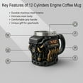 thumbnail image 6 of 15oz Retro Engine Mug - Engine Coffee Mug, Resin Stainless Steel lining Cup, Perfect for Car Enthusiasts, Retro Car Lovers & Mechanics, Best choose for garage/road travel, 6 of 7