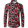thumbnail image 3 of Camisas de hombre 2024 de manga larga con estampado de flores en 3D y botones de solapa, ropa de verano para hombre, camisetas de moda para novios, fiestas de graduación y cumpleaños, 3 of 5