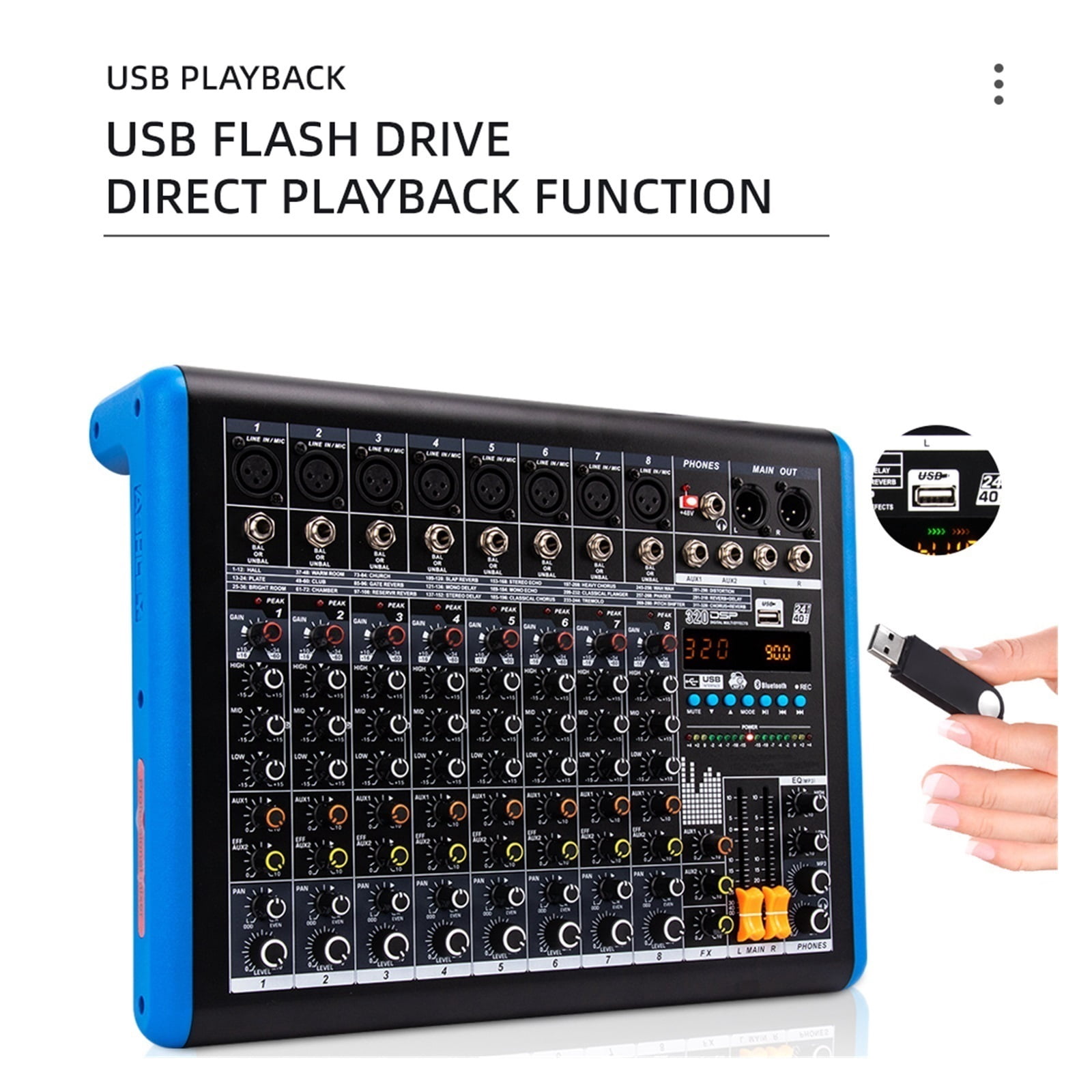 Professional 8-channel Digital Mixer Sound Card Microphone Mobile Phone Live Broadcast Computer Recording DJ Equipment ,Easy to Operate