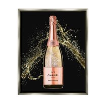 Stupell Industries Glam Fashion Champagne Bottle Splash Graphic Art Luster Gray Floating Framed Canvas Print Wall Art, Design by Ziwei Li