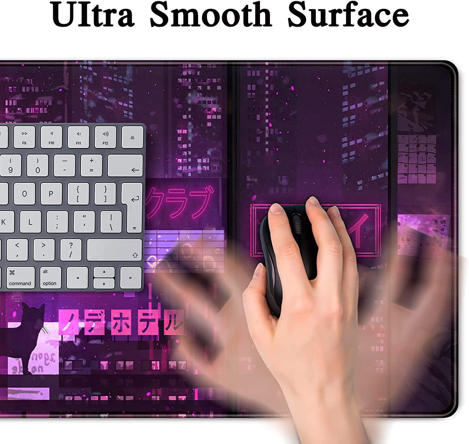 Purple Gaming Mousepad Japanese Desk Mat XXL Extended Anime Cool Large Mouse Pad Keyboard Mouse Mat Desk Pad for Computer Laptop Gamers 31.5''''X15.7'''' Non-Slip Rubber Base with Stitched Edges