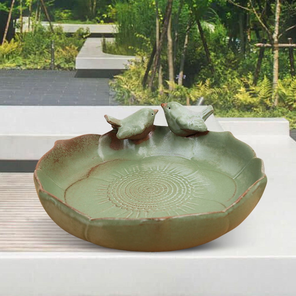 Ceramic Birdbath Bowl Hummingbird Feeder Multifunctional Bird Food Container Hummingbird Watering Container for Outdoor Garden Courtyard