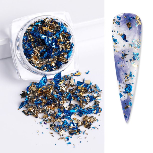 Lentejuelas de papel de aluminio para uñas, copos de brillo irregulares dorados y plateados, polvo cromado para manicura, decoraciones de invierno Tan Jianjun unisex