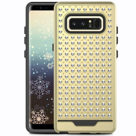 Samsung Galaxy Note 8 Case, ZV Star Diamond Hybrid Bling Case [Rhinestone Stitched] w/ [Dual Layered Protection]