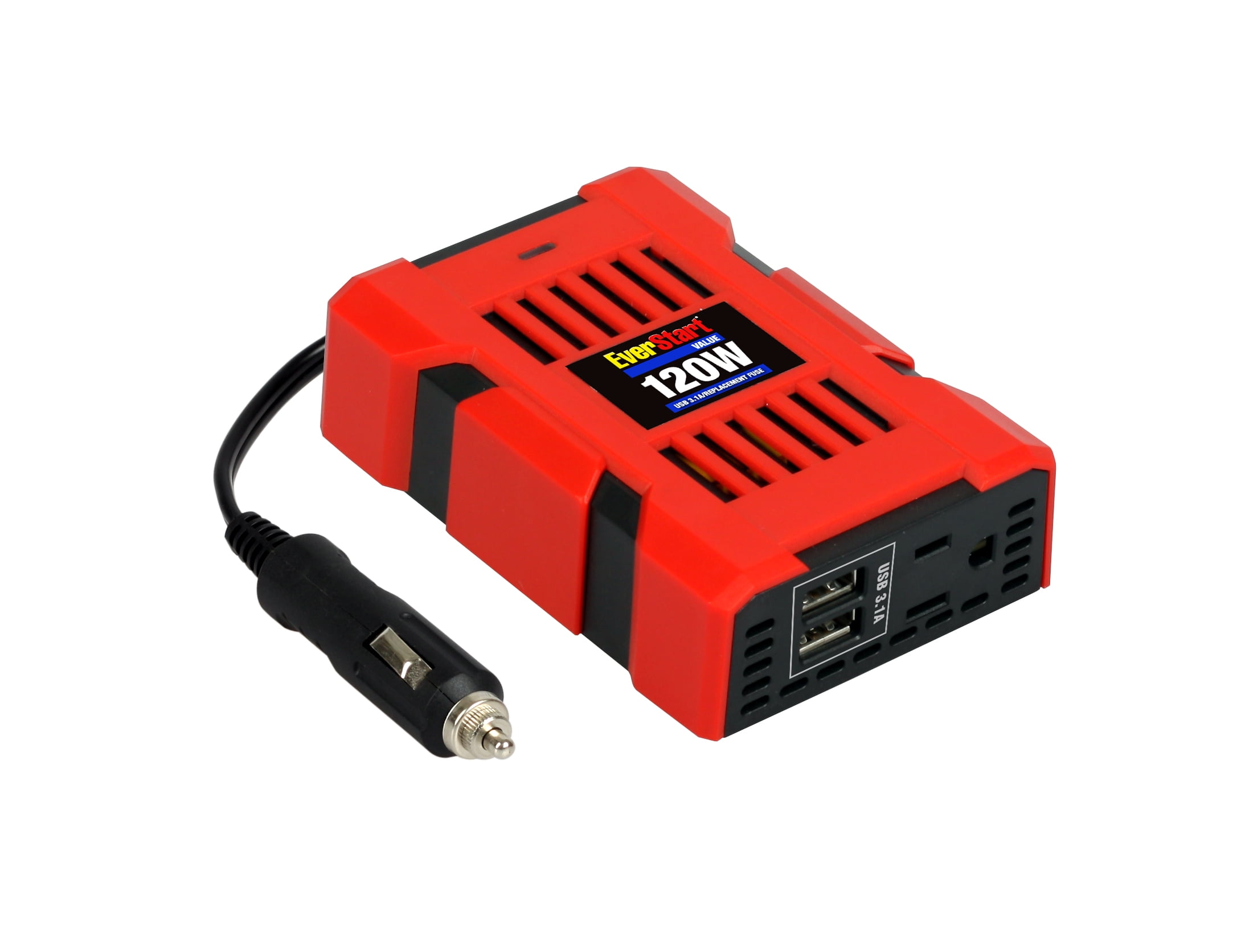 EverStart Portable 120 Watts Slim Inverter with Digital Display, 2 USB