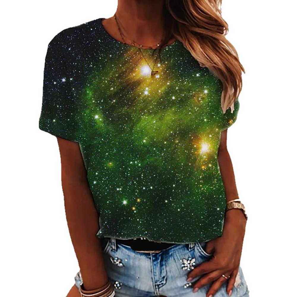 galaxy print t shirt womens