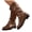 Brown, variant on Womens Slouchy Short Boots Fall Winter Low Heel Round Toe Wide Calf Western Splice Ankle Booties
