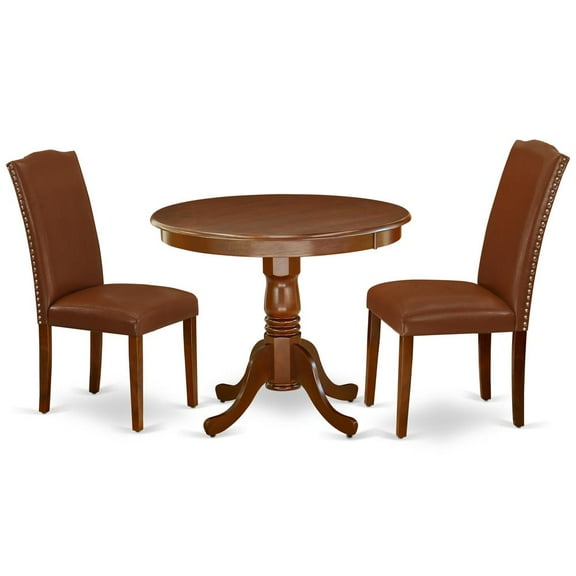 East West Furniture Dining Room Set Mahogany, ANEN3-MAH-66