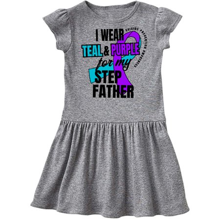 

Inktastic Suicide Prevention I Wear Teal and Purple for My Step Father Gift Toddler Girl Dress