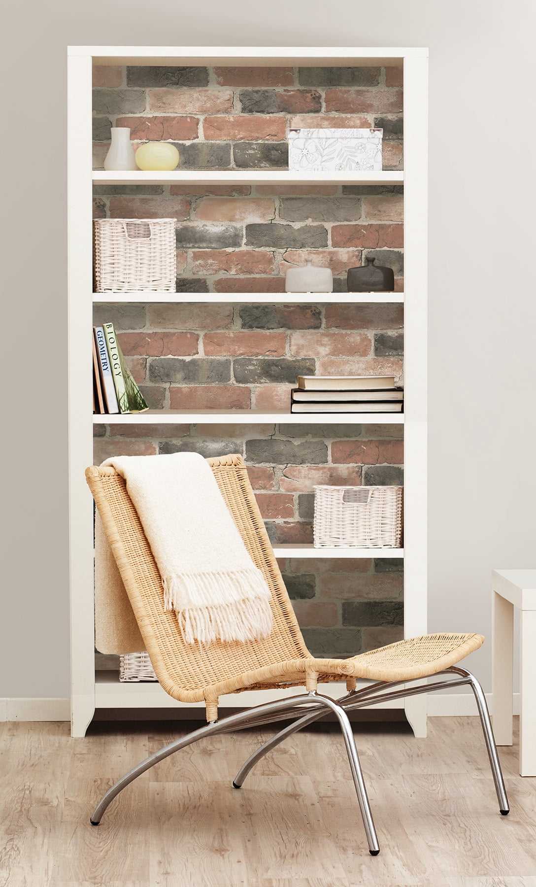 NuWallpaper Newport Reclaimed Brick Vinyl Peel And Stick Wallpaper, 216-in by 20.5-in, 30.75 sq. ft.