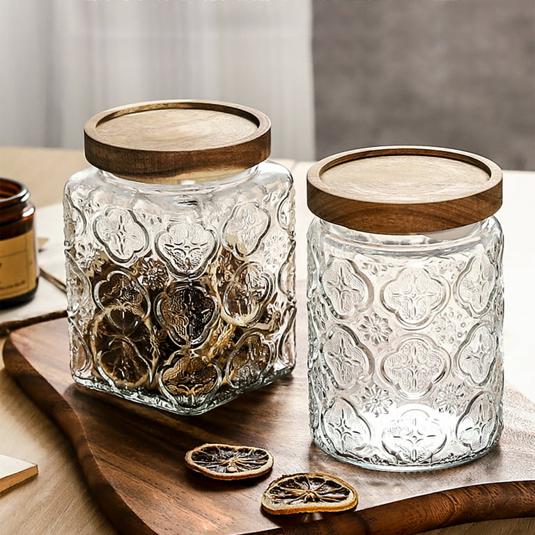  CHEFSTORY 50oz Airtight Glass Jars with Lids, 3 PCS
