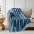 thumbnail image 3 of Bourina Herringbone Navy Throw Blanket for Couch, Suitable for Adult, Soft and Lightweight, 50"x 60", 3 of 7