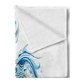 thumbnail image 2 of Fish Soft Flannel Fleece Throw Blanket, Abstract Betta Splenden in Shades of Bohemian Pattern Swirling Effect, Cozy Plush for Indoor and Outdoor Use, 60" x 80", Blue Azure Blue, by Ambesonne, 2 of 5
