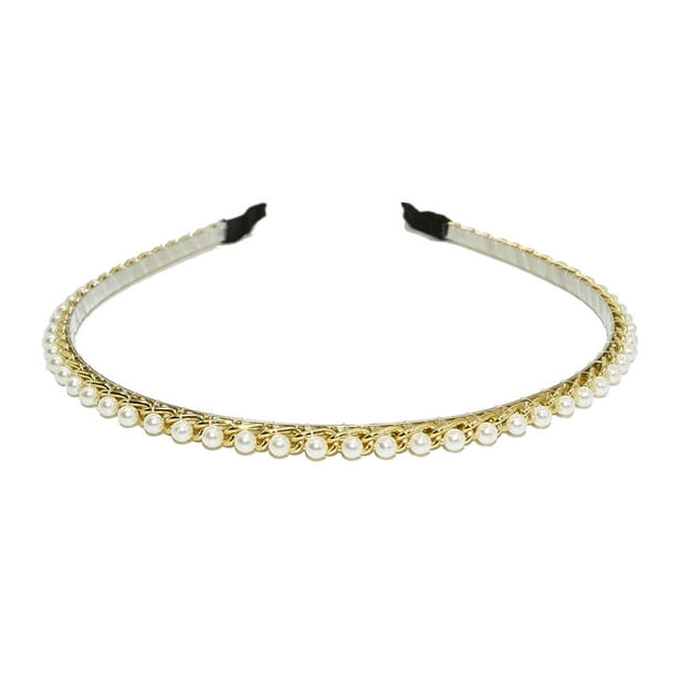 Diadema de perlas de gran tamaño hecha a mano con cuentas para accesorios para el cabello de adultos, diadema de perlas brillantes, artículo digno de regalo