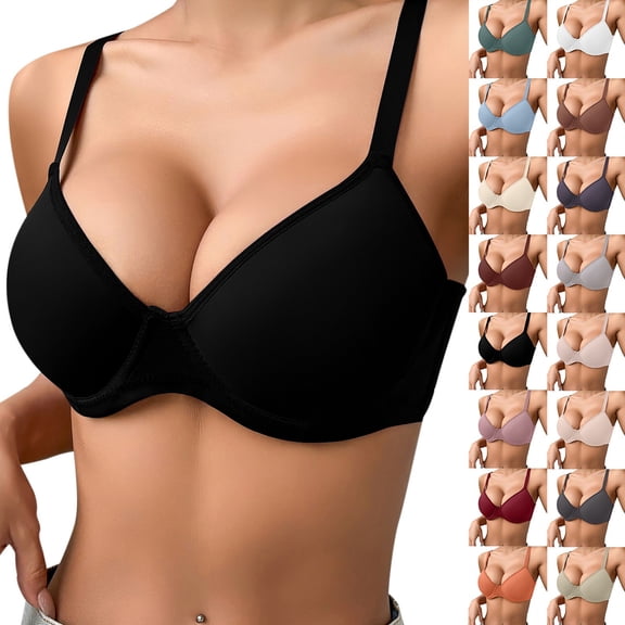 ibiyuan Wireless Seamless Jelly Bra for Women Deep V Push Up Bras for Womens Underwire Wireless Back Support Lift Bralette
