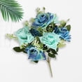 thumbnail image 6 of Bradem 12.2 Inch Blue Artificial Rose Simulation Decorative Flower, Ornament Rose, Silk Flower, Faux Rose, Home Decor Flower, Artificial Bloom, 6 of 7