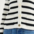 thumbnail image 3 of Women's Draper James Chunky Crewneck Cardigan Color: Black White Stripe Size: X LARGE, 3 of 4