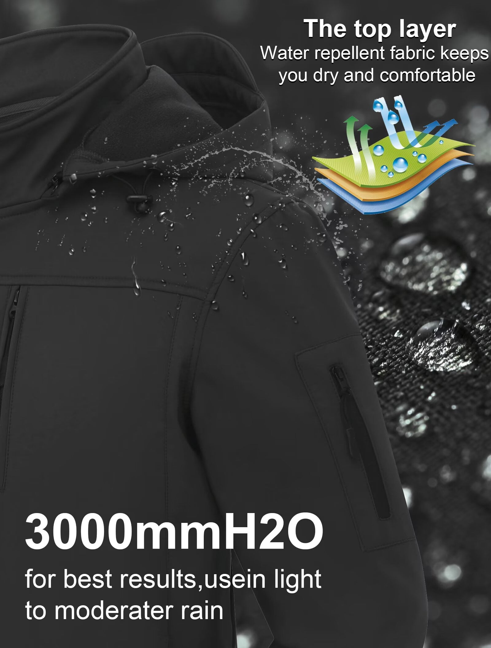 Chrisuno Mens Windproof Waterproof Soft Fleece Winter Running Jacket Windproof Warm Coat Grey 2XL