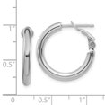 thumbnail image 3 of 14K White Gold Plated 3X15mm Polished Round Hoop Earrings, 3 of 7