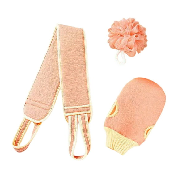 Mecorevxz 3 Pcs Double-Sided Back Exfoliator Body Scrub Towel,for Women Sponge Cloth,Back Rub Mud Strip Exfoliating Gloves,Stretchable Back Exfoliating Washer in Shower(Pink)