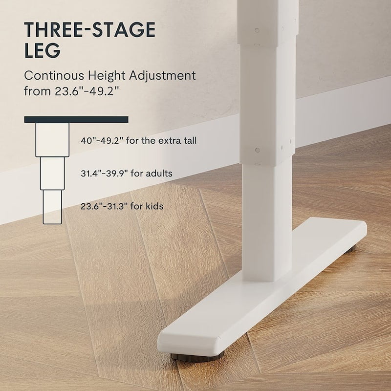 Electric Standing Desk with Dual Motors, 220 lbs Load Capacity, Rounded-Edge, Three-Stage Lifting Legs & Safety Rebound System, 55"×28"Adjustable Sit Stand Workstation for Home Office