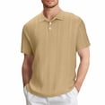 thumbnail image 1 of Blusa y camisa de manga corta con cuello vuelto para hombre, color liso, informal, holgada, con botones, de poliéster, 1 of 6