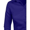 thumbnail image 4 of J. METHOD Women's Button Down Shirt 3/4 Sleeve Roll Up Stretch Collar Office Work Formal Casual Basic Blouse Top NEWT01 Royal Blue 5X, 4 of 6