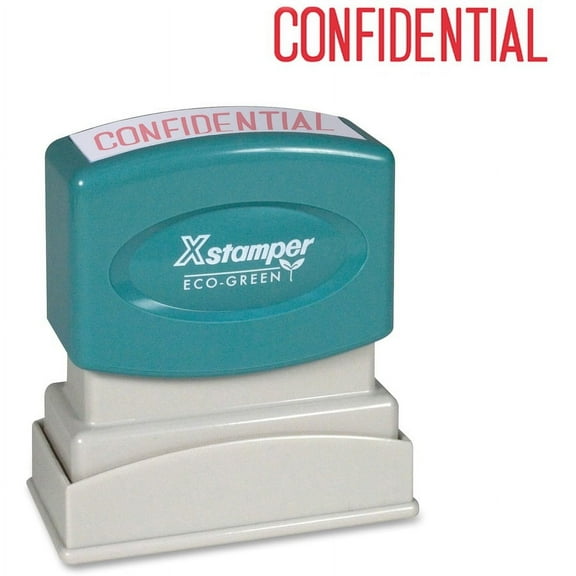 Xstamper CONFIDENTIAL Title Stamp - Message Stamp - "CONFIDENTIAL" - 0.50" Impression Width x 1.63" Impression Length - 100000 Impression(s) - Red - Recycled - 1 Each | Bundle of 5 Each