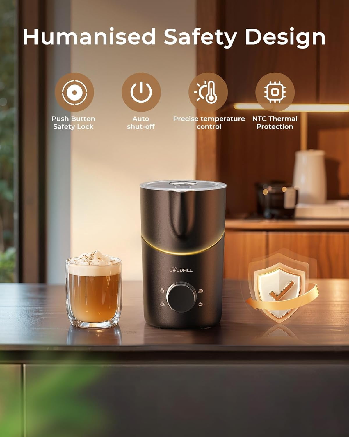 8-in-1 Electric Milk Frother and Steamer, COLDFILL 13.5oz/400ml Hot & Cold Foam Maker, Quiet Dishwasher Safe for Latte Cappuccino, Black