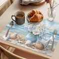 thumbnail image 3 of Coastal Flowers Placemats Set of 8 Blue Ocean Starfish Shell Beach Scenery Place Mats Indoor Wipeable Table Mats Washable Cloth Dining Table Placemats for Kitchen Holiday Party Home Decor 13x19 Inch, 3 of 9