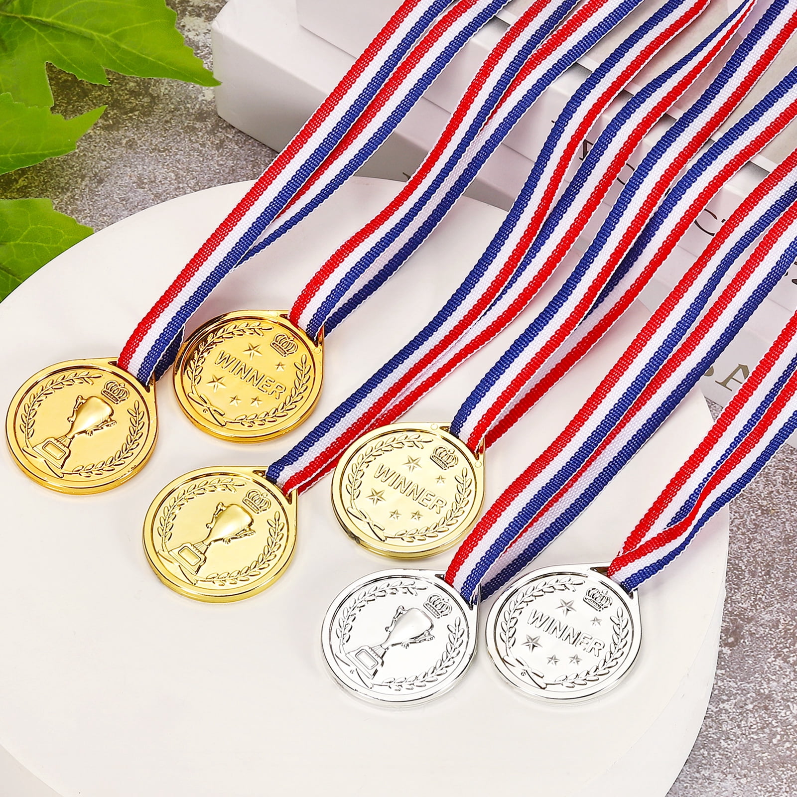 Uxcell Award Medals, 72 Pcs Gold Silver Bronze Plastic Award Medals Printed with Trophy Patterns  with Lanyards for Teen Sports, Games, Competitions, Party Favors Decorations