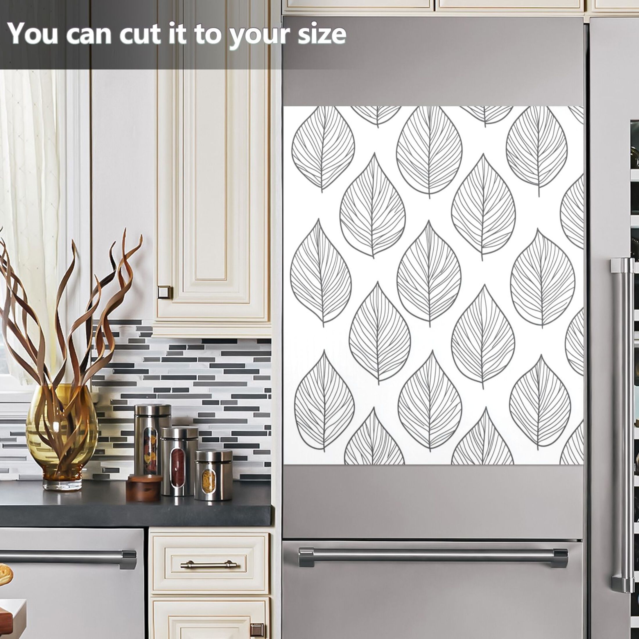 Dishwasher Magnetic Sticker 23x26 Inch Refrigerator Magnetic Sticker Washing Machine Magnetic Sticker Kitchen Panel Magnetic Sticker Home Decor Super Cool Grey Foliage