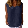 thumbnail image 3 of Women's Summer Sleeveless Tank Top Cami Casual Solid Color Loose Fit Tops for Casual Daily Wear Vacation Beach Loungewear Fashion Essential Gift for Ladies | Sopatenor,Navy XL, 3 of 9