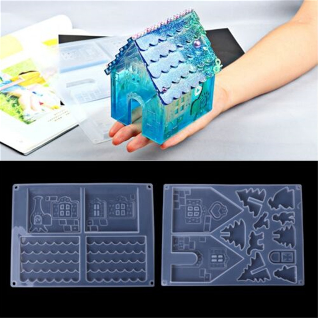 Meuva DIY Silicone Christmas House Castle Mold Epoxy Resin Jewelry