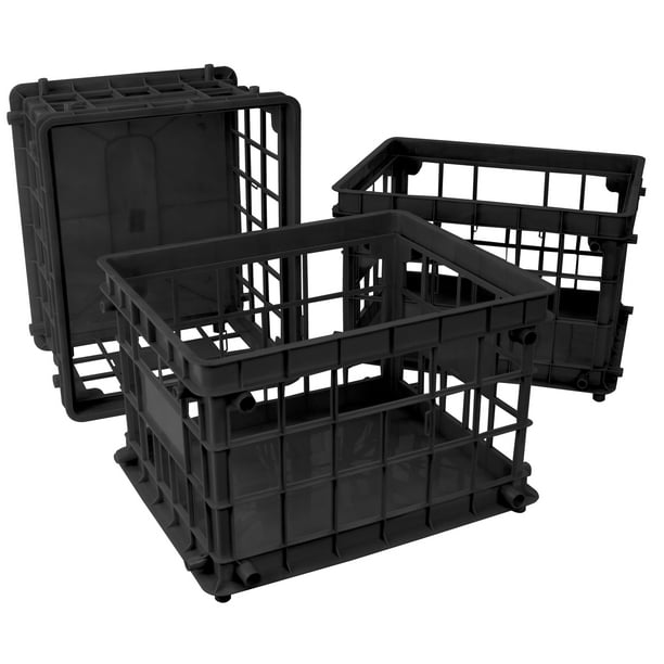 Storex Standard File Crate, Holds Letter and Legal Folders, Black, 3