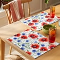 thumbnail image 4 of Red Poppy Floral Placemats Set of 6 Summer Wildflowers Blue Garden Place Mats Indoor Wipeable Table Mats Washable Cloth Dining Table Placemats for Kitchen Holiday Party Home Decor 13x19 Inch, 4 of 9