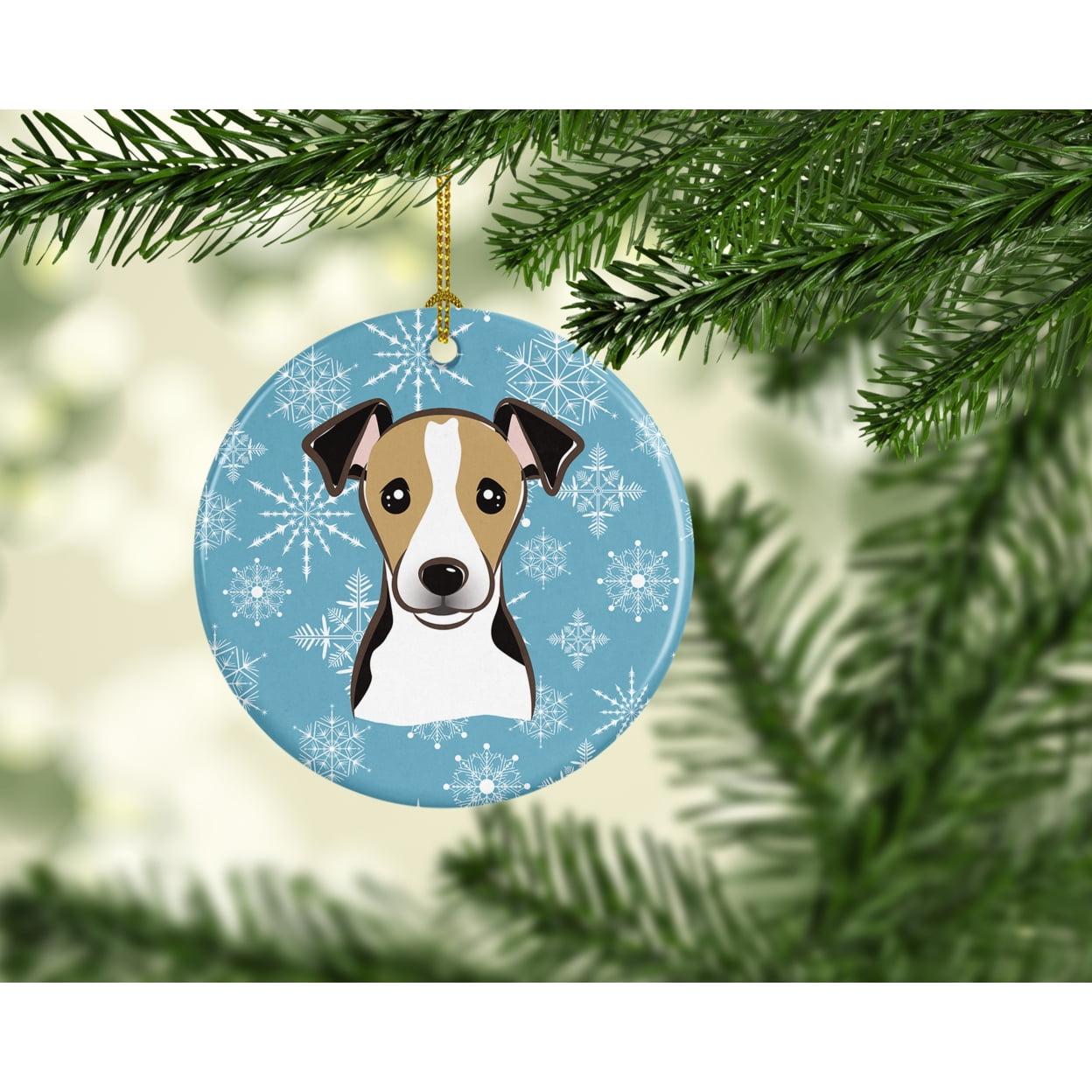 Carolines Treasures BB1695CO1 Snowflake Jack Russell Terrier Ceramic Ornament 3 in multicolor