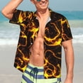 thumbnail image 7 of Pofeuu Orange Lightning Print Hawaiian Shirt for Men Sleeves Casual Button Down Summer Beach Dress Shirts T-Shirts,Small, 7 of 7