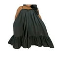 thumbnail image 1 of Femmes Été Décontracté Fluide Longue Robe avec Poche Spaghetti Sangle Cou Cou Swing Solide Plage Robe Maxi en Vrac, 1 of 6