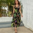 thumbnail image 3 of Carnivorous Plants Black Background Dress Summer Street Style Bohemia Long Dresses Female Sleeveless Printed Maxi Dress, 3 of 9