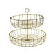 thumbnail image 1 of Bearachild Frutero de metal de hierro, fácil de limpiar, elegante complemento para el hogar, cesta de almacenamiento de frutas de 2 capas, idea Almacenamiento y organización del hogar Oro, 1 of 6