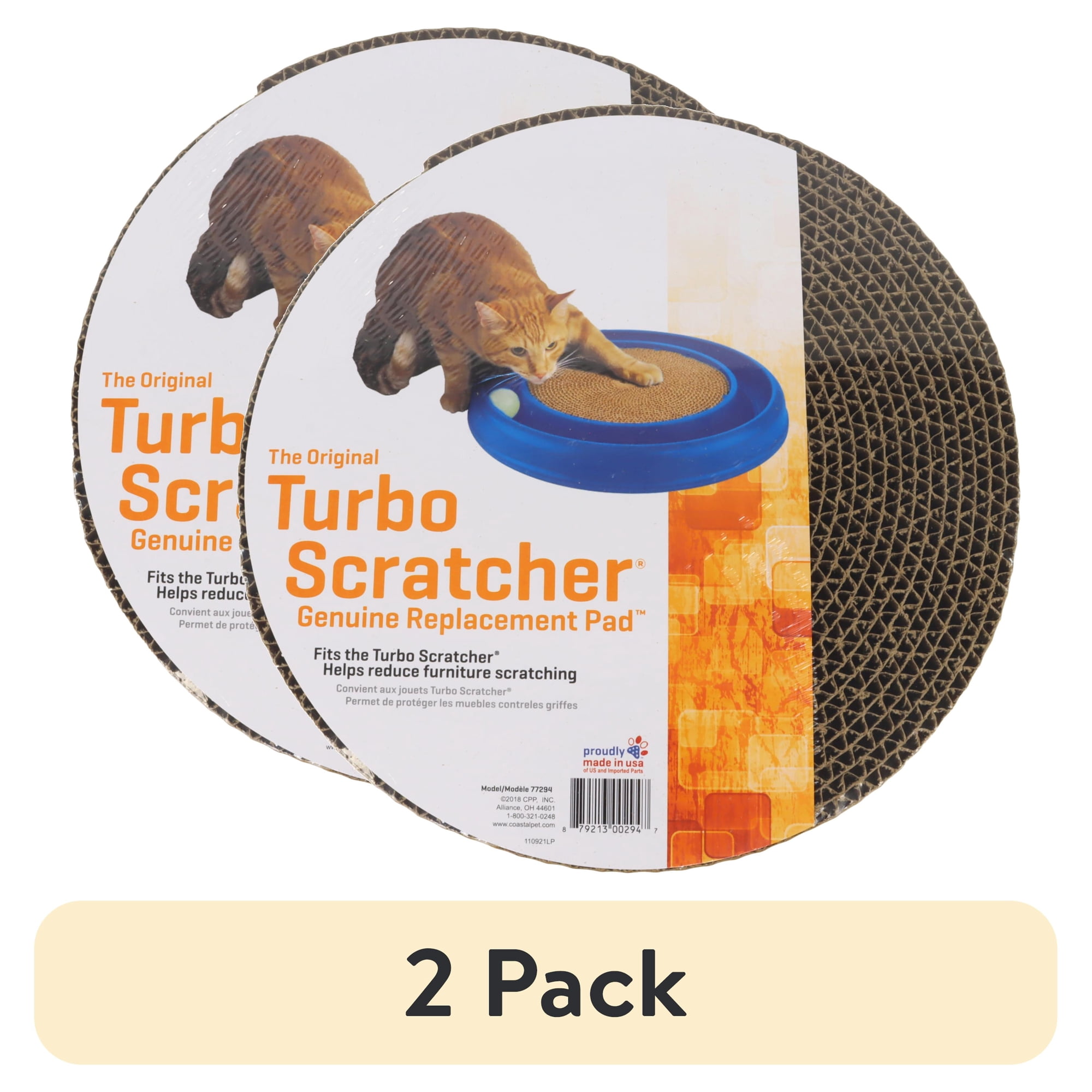 (2 pack) Morovilla Turbo Scratcher Replacement Pad Recycled Cardboard