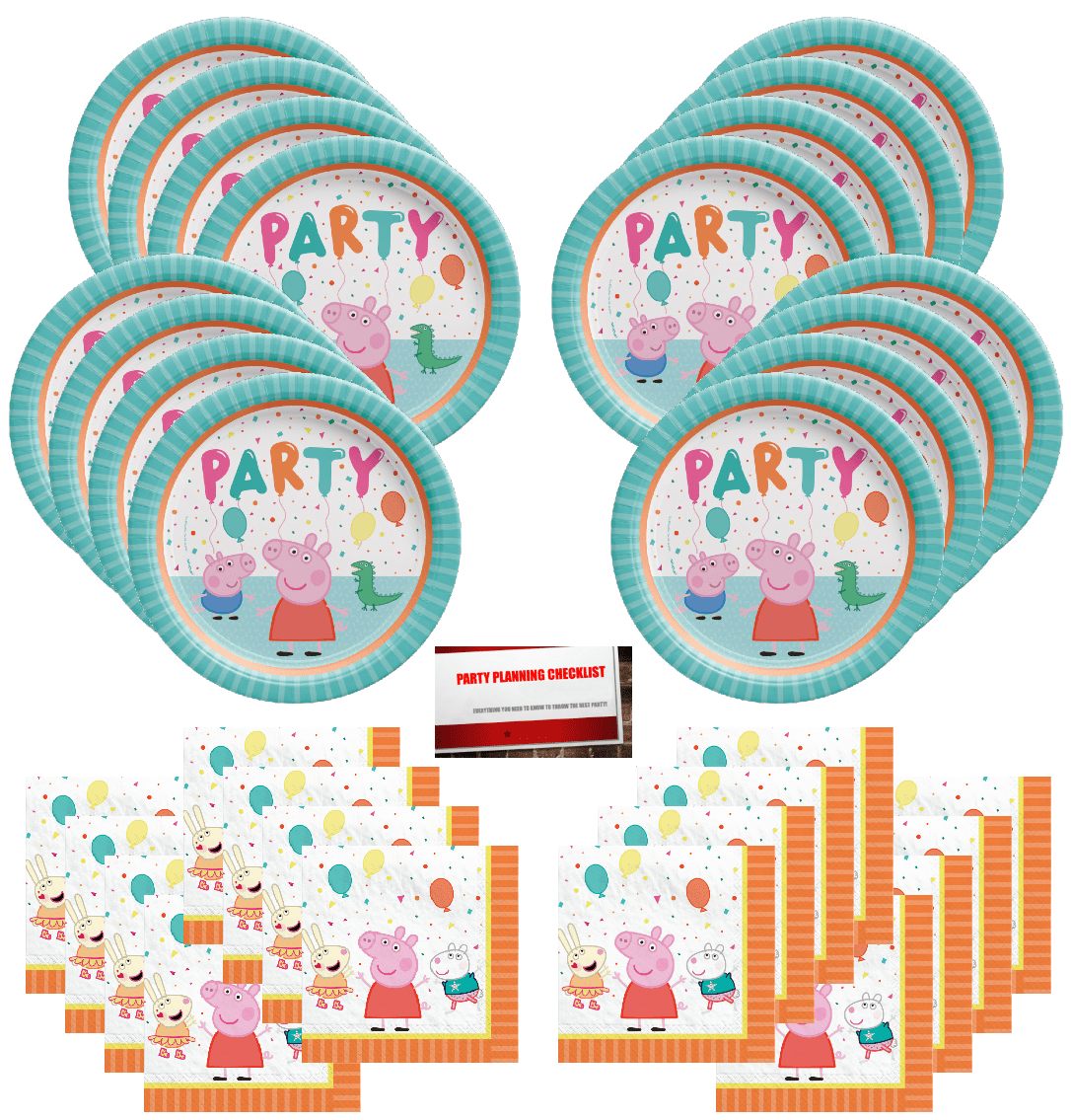 Peppa Pig Party Supplies Bundle Pack for 16 guests (Plus Party Planning