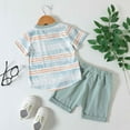 thumbnail image 3 of Vedolay Short Sets Boys Beach Outfits Summer Short Sleeve T-Shirt and Shorts Set Cute Funny Boy Clothing Sets,Green 18-24 Months, 3 of 5