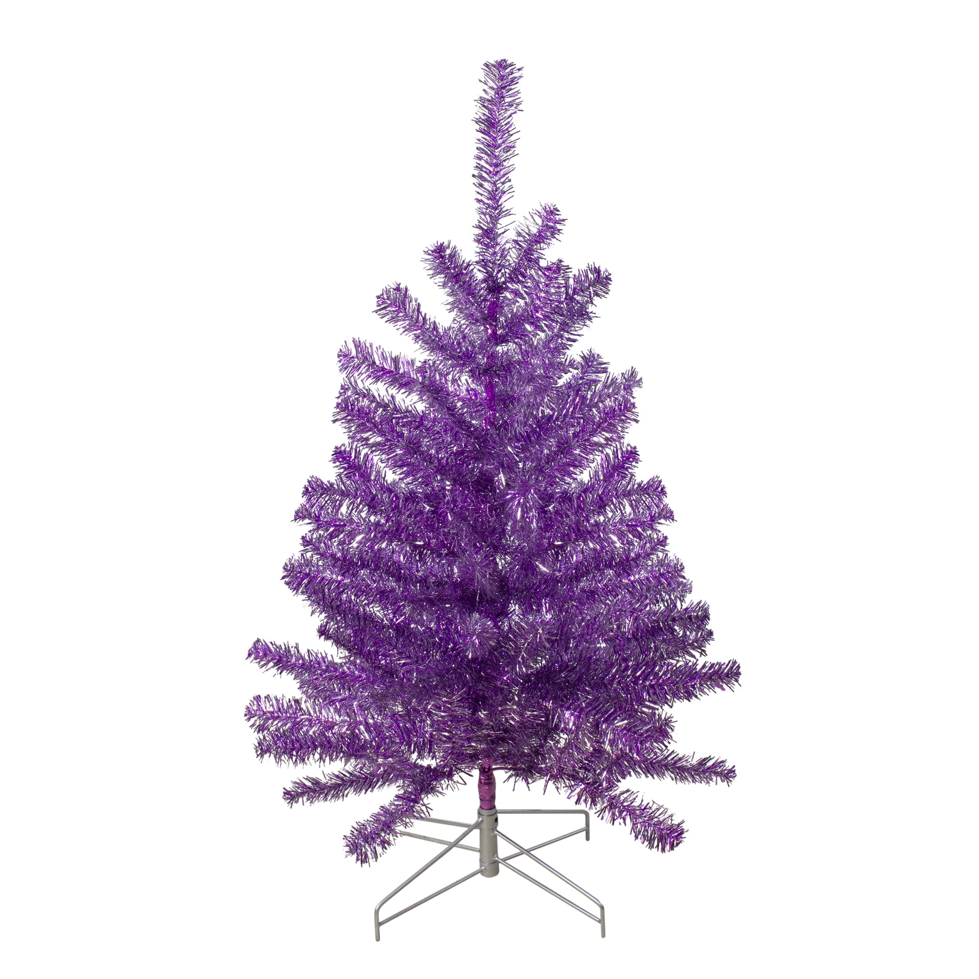 3' Metallic Purple Tinsel Artificial Christmas Tree - Unlit - Walmart ... Christmas Trees Decorated Purple
