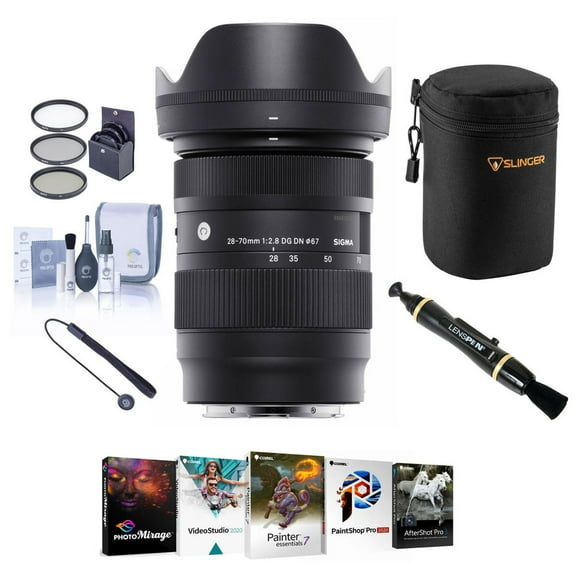 28-70mm f/2.8 DG DN Contemporary Lens for Leica L, Bundle with Corel PC Software Suite, 67mm Filter Kit, Lens Pouch, Lens Cleaner, Cleaning Kit, Lens Cap Tether