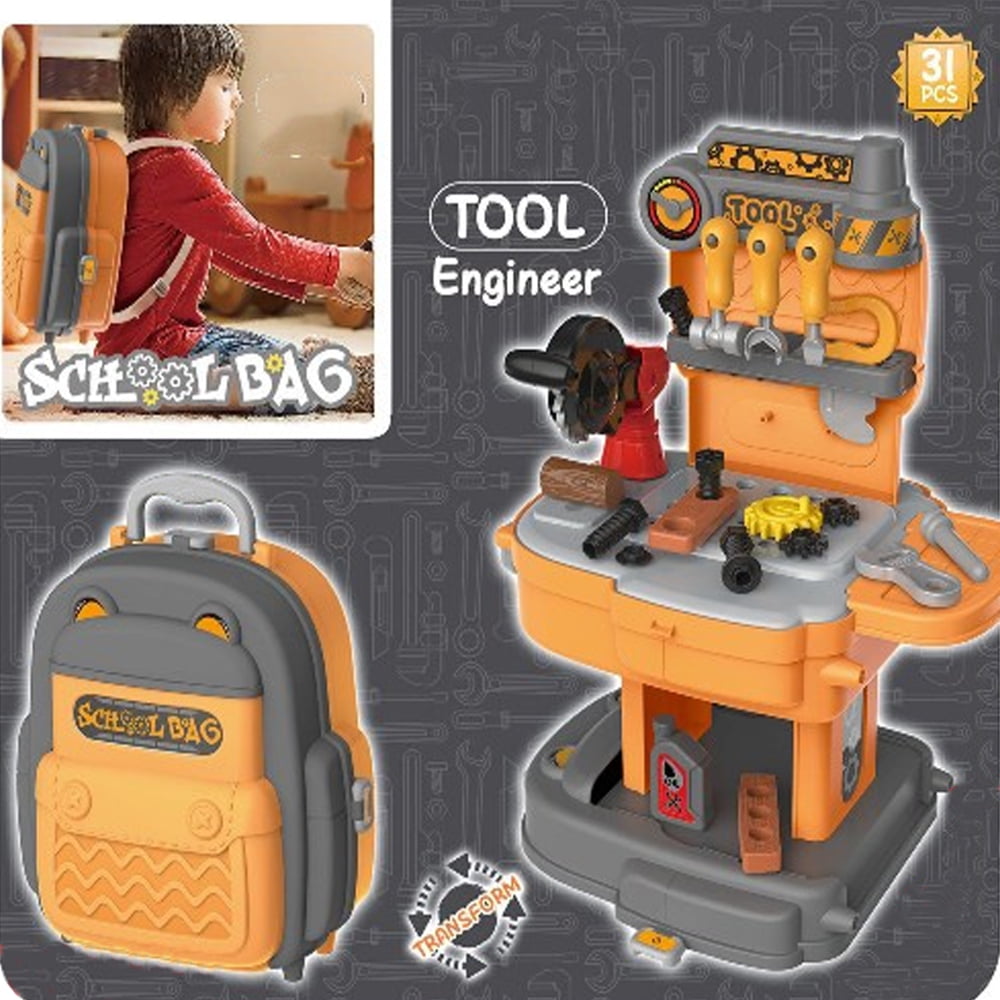 Kids Tool Set 2 in 1 Construction Toys w/ Backpack Carrying Case